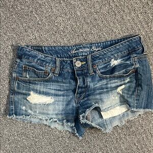 American Eagle Outfitters Distressed Blue Denim Jean Shorts